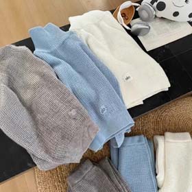 ALO Waffle dzianiny sweter luźny luźny proste spodnie szerokie nogi temperament moda garnitur-2574  