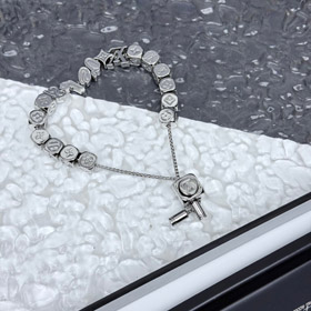 Louis Vuitton LV srebrne kostki łańcuch przesuwny urok bransoletka-3639  