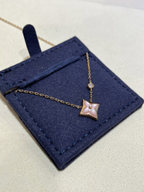 Louis Vuitton LV Różowy Matka Perły Kwiatowy Diament Rose Gold Naszyjnik-3726  