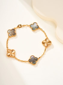 Van Cleef & Arpels Szara Matka Perły Kwiat Bransoletka-3777  