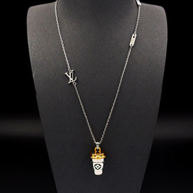 Louis Vuitton LV List Kwiatowe Emaili Napis Miniaturowy Naszyjnik Kubek Kawy-3915  