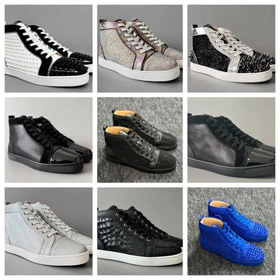 Christian Louboutin CL calfskin okrągłe palce sznurkowe high-top buty - 2963  