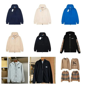 Burberry Solid Fitted Kapturek Zip-Up Kurtka-4343  