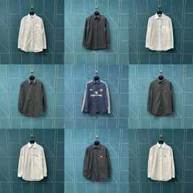 Balenciaga jednokolorowy kołnierz przycisk w dół koszula z długim rękawem-5163  