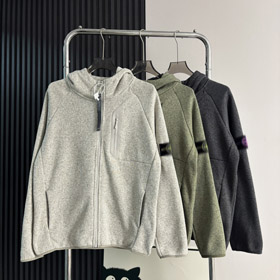 Stone Island zip-up fleece-wyłożona kurtka z kapturem-5247  