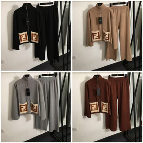 Nowy zestaw dzianinowy Fendi z kieszeniami z zamkiem i logo F-5376  