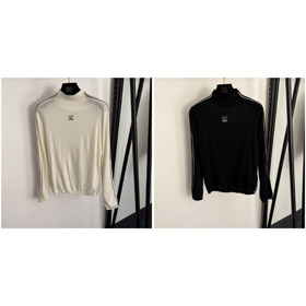 Chanel nowy przybycie pół wysoki szyja długi rękaw wełna dzianina warstwa podstawowa top-5402  