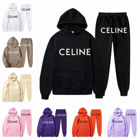 Celine New Print Letter Loose-fitting Hooded Sweatshirt Set-5516  