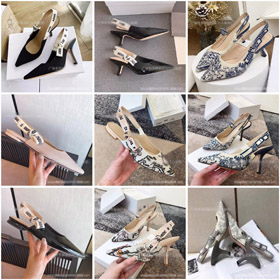 Dior spiczone palce slingback kotek pompy na obcasie z łukiem szczegół-5613  