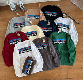 Patagonia klasyczny luźno dopasowany szyi załogi długi rękaw drukowany T-shirt-5878  