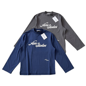 Acne Studios 3D haftowany kursywny podpis T-shirt z długim rękawem-5923  